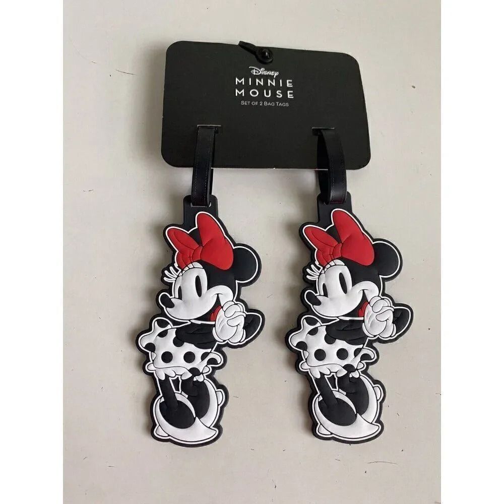 Set‎ Of 2 DISNEY Classic MINNIE MOUSE LUGGAGE BAG TAGS Rubber NEW